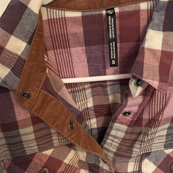 KUHL purple, blue and cream flannel with brown corduroy accents S - Picture 3 of 7